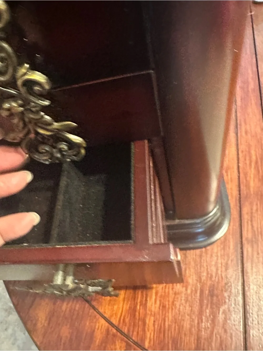 Vintage 2001 Bombay Company Mahogany Wood Highboy Armoire Jewelry Box Chest 16.5